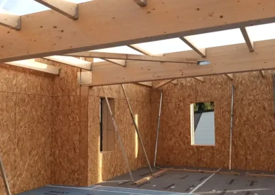 Charpente en bois lamellé-collé pour bâtiment ossature bois
